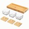 Basicwise Set of Glass Jars with Bamboo Lids and Wooden Tray – Charcuterie, Snack Organizer, and Fruit Platter for Party, Candy Jars, Cookies, Nuts, Fruits and Snack Box